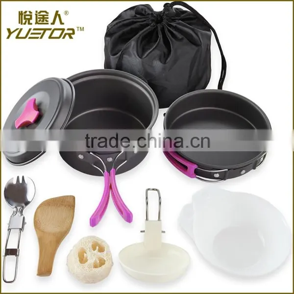 10pcs Lightweight Outdoor Camping Hiking Cookware Backpacking Cooking Picnic Bowl Pot Pan Set photo-2