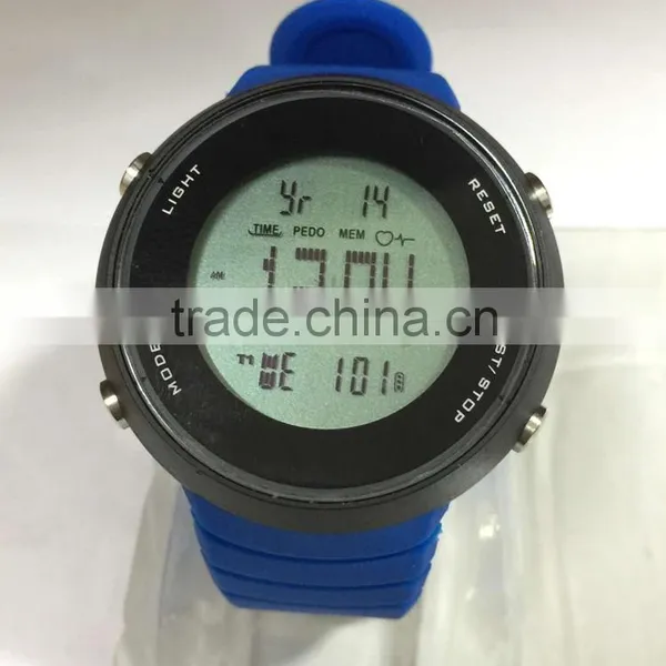 2015 New Style Heart Rate Pedometer Monitor Watch Excellent Quality Digital Sports Watch With Solf Band photo-2