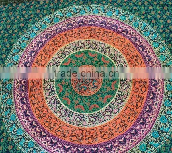 Elephant Sun Moon Turtle Cotton Printed Bed Sheets With Fringes photo-2