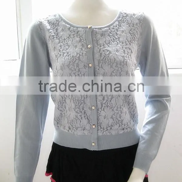 Pure Color Sweater Coat Lady Flocking Stitching Knitted Sweet Cardigan photo-4