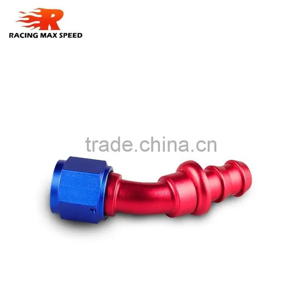 Aluminum Oil Cooler Push on Fitting 45 Degree Push on Hose End Blue and Red 10-045-12 photo-5