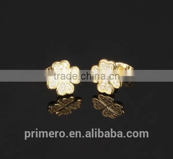 Temperament Fashion 18K Gold Plated Clover Earrings Findings Wholesale photo-4