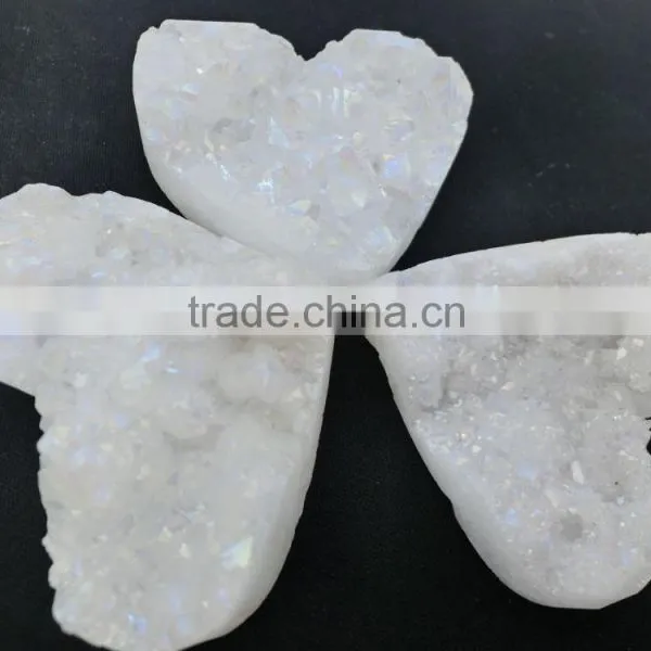Natural Jewelry Accessory Agate White Druzy Heart Shape Pendant Loose Stone photo-5