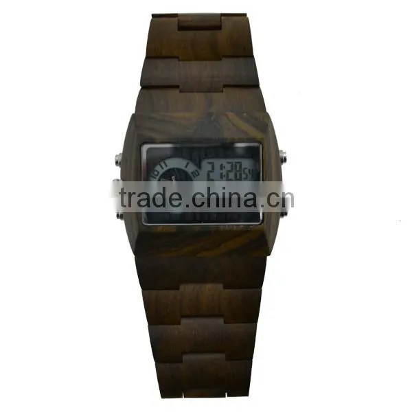 Bewell Wood Material Day Date Month Watch Movement Date Watches Digital Wood Watch photo-6