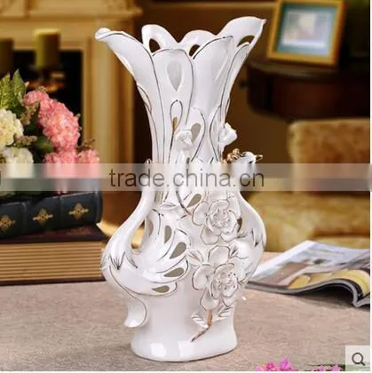 Modern Home Decor Ceramic Craft Couple Decorative Peacock Vase for Table photo-2