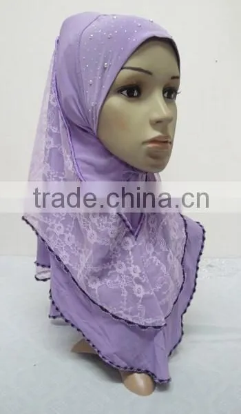 H259 Latest Muslim Hijab With Lace Layer photo-6