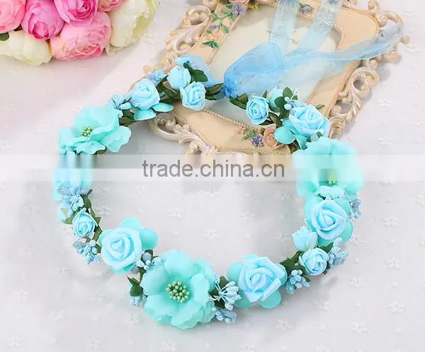 New Natural Touch Artificial Flower Foam Head Wreath for Wedding Bridal Headdress Wedding Flower Headband Flower photo-2