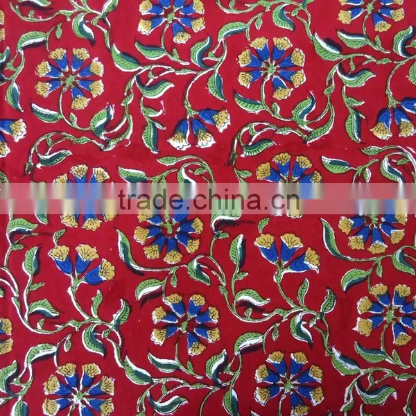 Indian Hand Block Printed Red Chakri Cotton Tablecloth photo-2