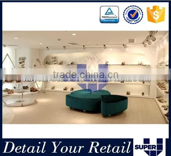 Shoes Store Wall Display Cabinet With Led Wooden 5 Tier Shelf photo-6