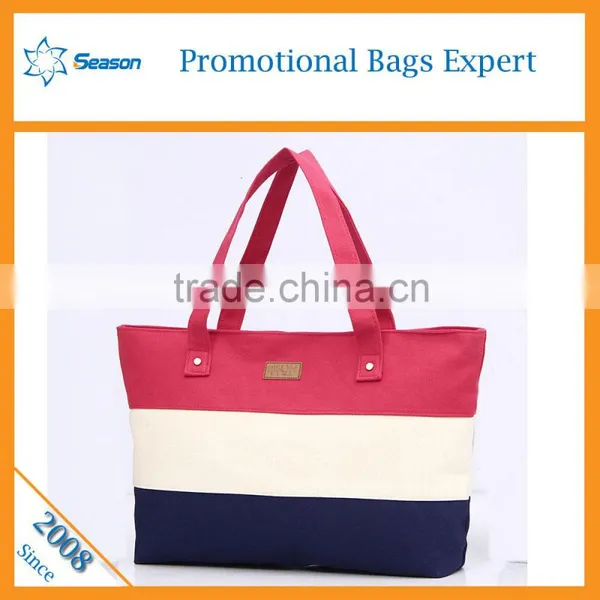 Fashion Design Wholesale Summer Stripe Ladies Cheap Canvas Beach Bag Supplier's Choice