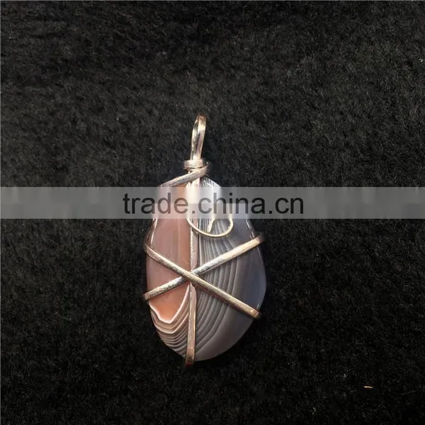 Natural Agate Stone Necklace Wiring Crystal Pendant photo-2