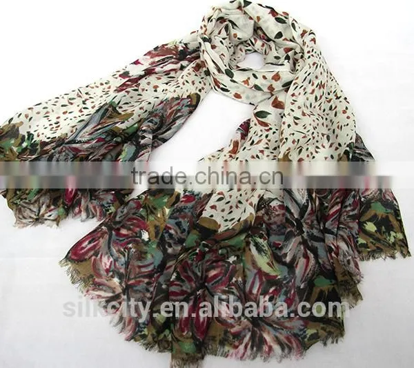 Custom Winter Pashmina Screen Printing 100% Wool Women Scarf photo-2