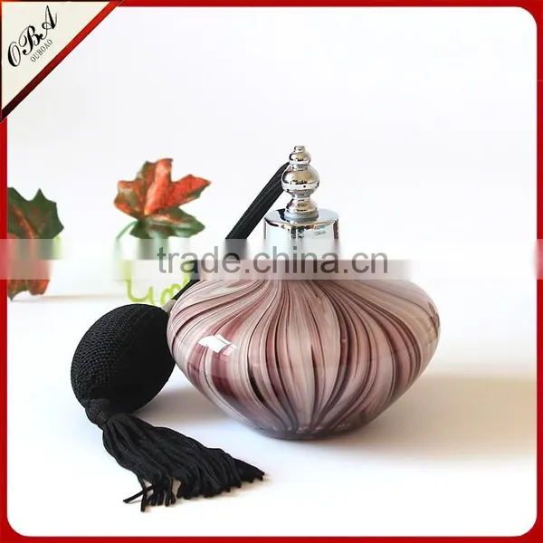 100ml Handmade Modern Popular Luxurious Purple Stripes Airbag Sprayer Pump Glass Perfume Bottle photo-3