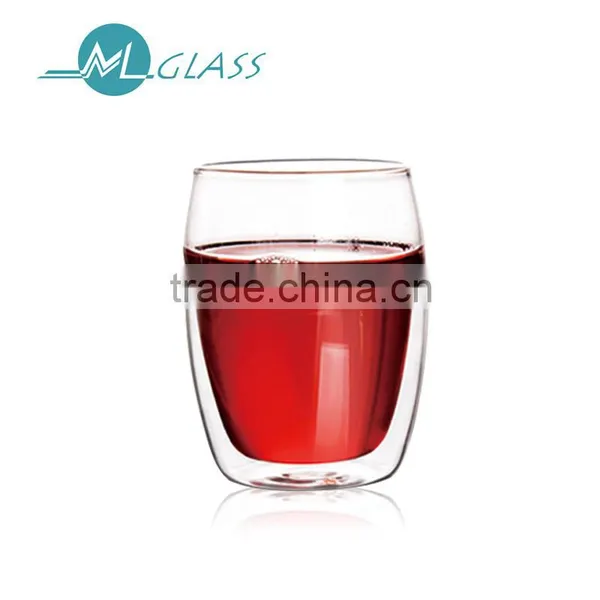 China Supplier Hot Sell Borosil Double Wall Unique Wine Glasses for 400ml