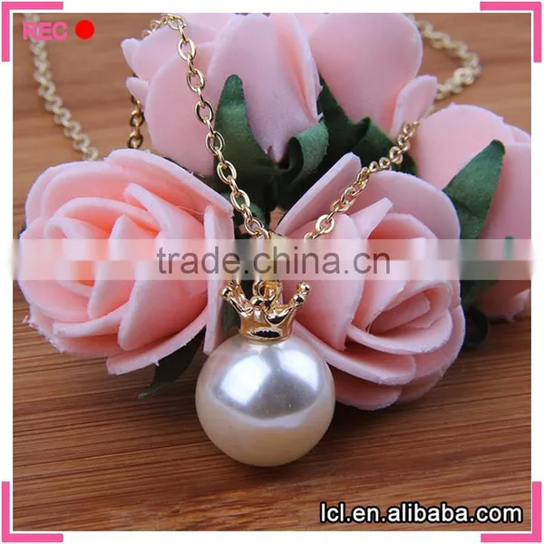 Fancy Long Chain Necklace, Hot Sale Imitation Pearl Pendant Necklace photo-2