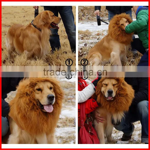 Festival Party Pet Costume - Lion Mane Wig for Large Dogs Brown photo-3