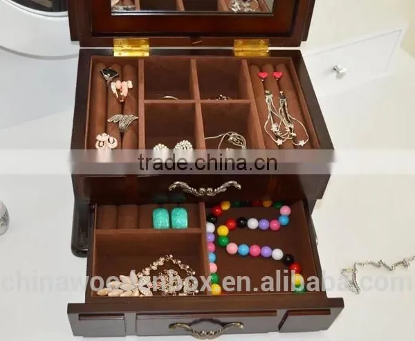2016 Hot Sell Custom Wooden Jewelry Box Brown Jewelry Case for Women Love photo-3