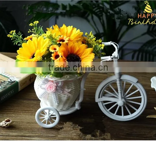 White Tricycle Bike Design Flower Basket Storage Container DIY Party Weddding Casamento Decoration Supplies photo-3