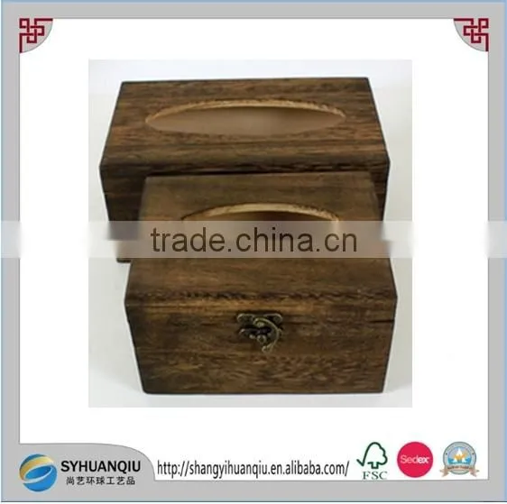 Classical Brown Wooden Tissue Box photo-3