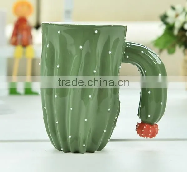 Christmas Giftware Fancy Stylish Green Plant Coffee Cup Cactus Ceramic Mug photo-2