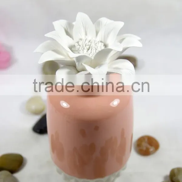 Natural Lavender Scented Plaster Flower Fragrance Diffuser With Ceramic Bottle photo-5
