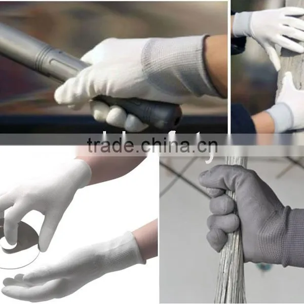 Yellow PU Gloves With Knit Wrist White PU Coated Glove photo-4