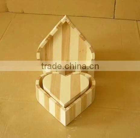 2015 Newest Top Quality Wooden Box|heart Shape Wooden Box