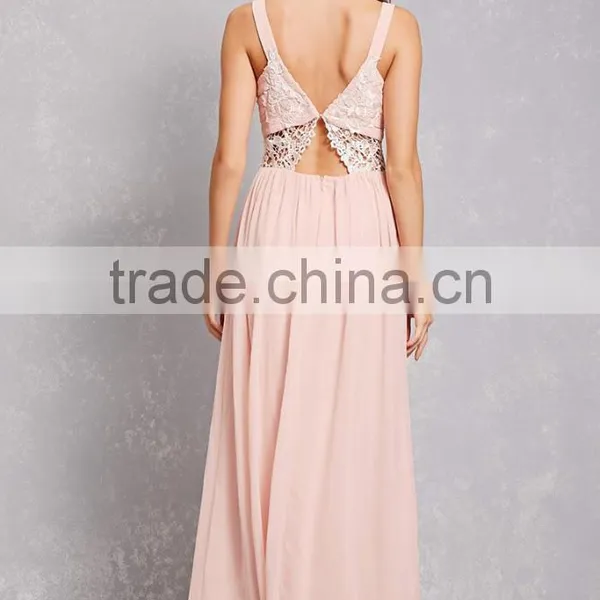 China Clothing OEM Women Fashion Dresses Women Lace Panel Gown photo-3