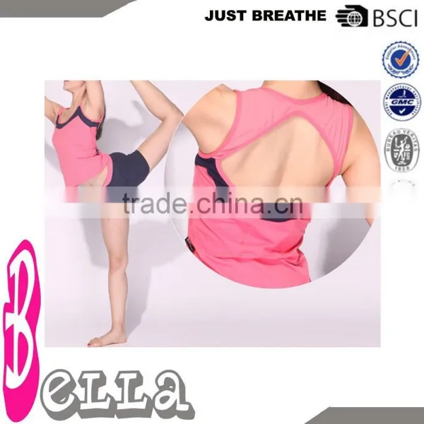OEM Supplex/elastane Fitness Yoga Bodysuit,pink Crop Top With Navy Shorts