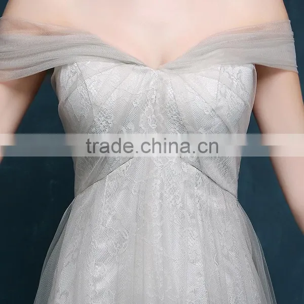 MGOO Long Grey Evening Dresses 2016 New Custom Prom Criss Cross Wonderland Tulle Party Dresses 2253 photo-5
