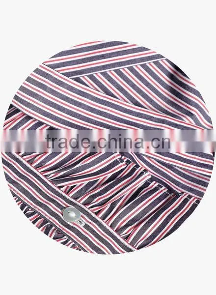 Wholesale 2017 Custom Ladies Fashion Frill Blouse Stripes Relaxed Ruffle Shirts photo-3