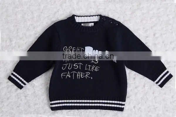 Words Embroidery Jersey Knitted Kids Pullover Sweater Crew Neck photo-2