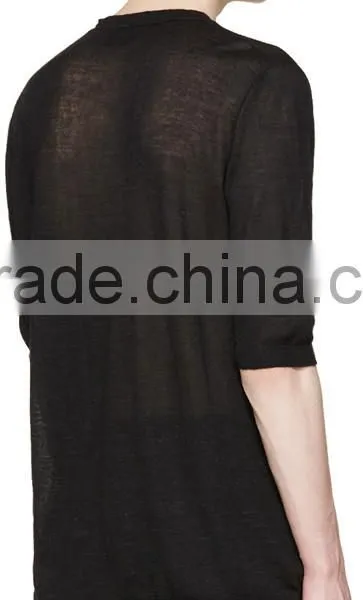 Half Sleeve Black Men Winter Cashmere Pullover Fashionable Sweaters for Man photo-3