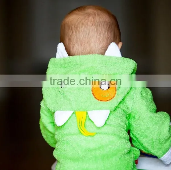Green Monster Coton Bathrobe and Towel,baby Terry Bathrobe Wholesale photo-4