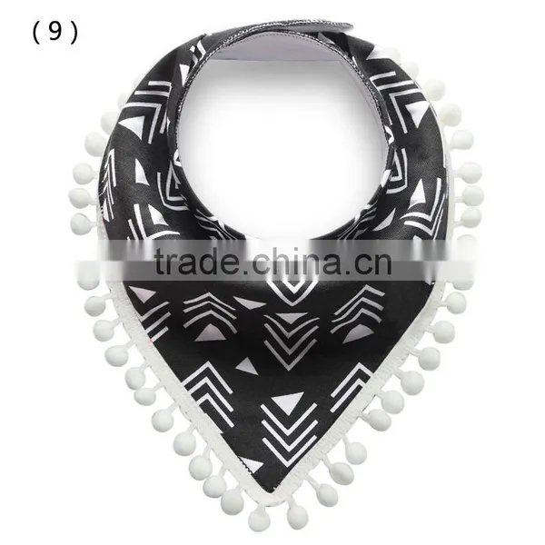 S17223A Soft Organic Cotton Baby Bandana Drool Bibs With Pom-Pom photo-5