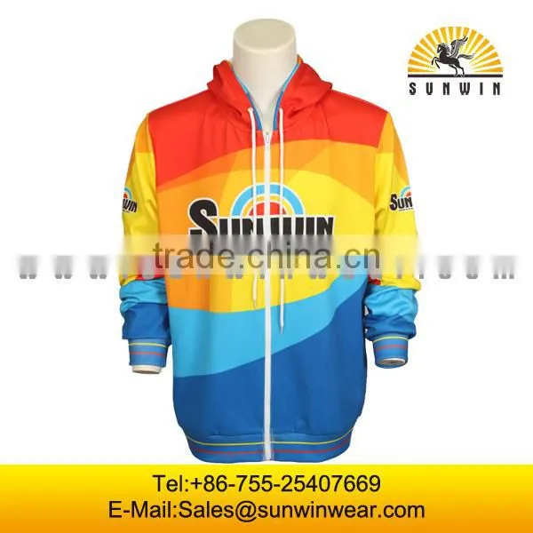 Colorful Sport Hoodies Custom Sublimation Printed Zip up Hoody for Men photo-6