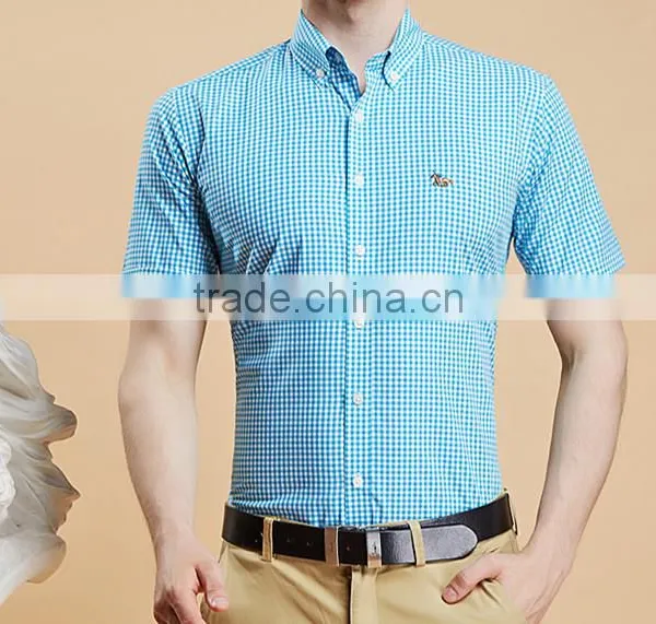 Short Sleeve Shirt Cotton Summer Youth Contracted Texture Plaid Shirt English Cultivate One's Morality With Big Yards photo-3