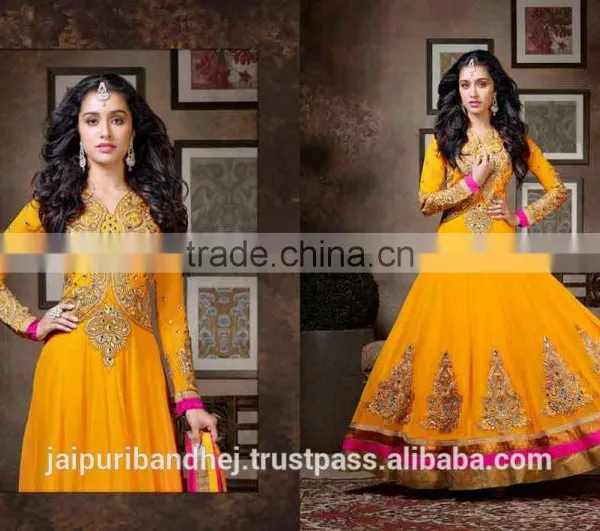 Latest Fashion Bollywood Designer Party Wear Long Gherdaar Salwar Suit