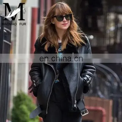 2016 Newest European Genuine Sheepskin Ladies Winter Coat Short Women Real Leather Coat photo-3