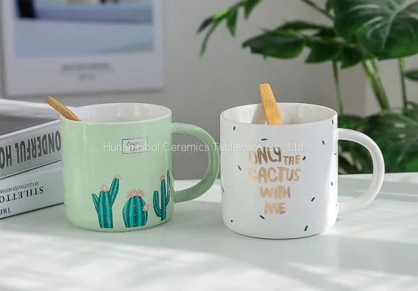Chinese Factory Ins Style Fashionable Green Cactus Handmade Ceramic Mug