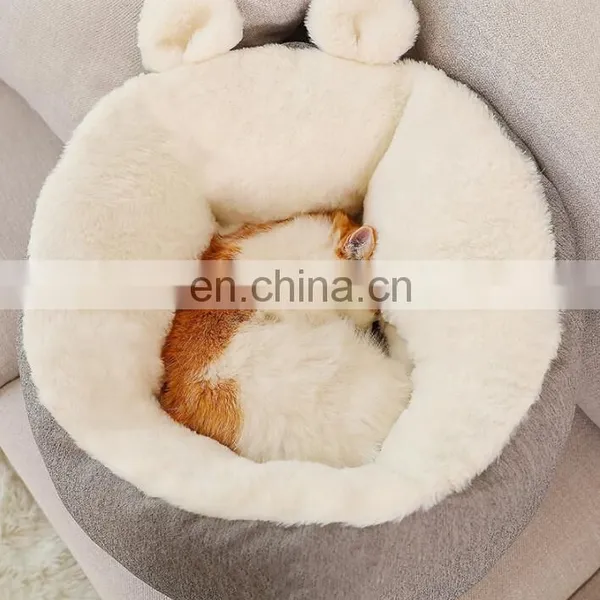 Warming Cat Bed Soft Round Pet Bed Cat Cave For Small Animals With Ant -Slip Bottom photo-3
