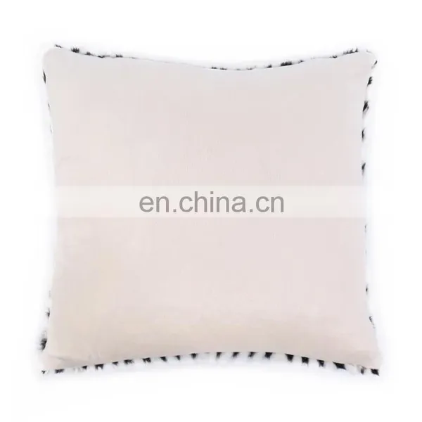 Home Decorative Cushion Faux Fur Micro Plush Throw Pillow Cutting Cover Geometric Figure photo-3