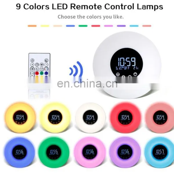 Remote Control USB Sunlight Wake Up FM Radio And Snooze Function Smart LED Alarm Desk & Table Clocks photo-2
