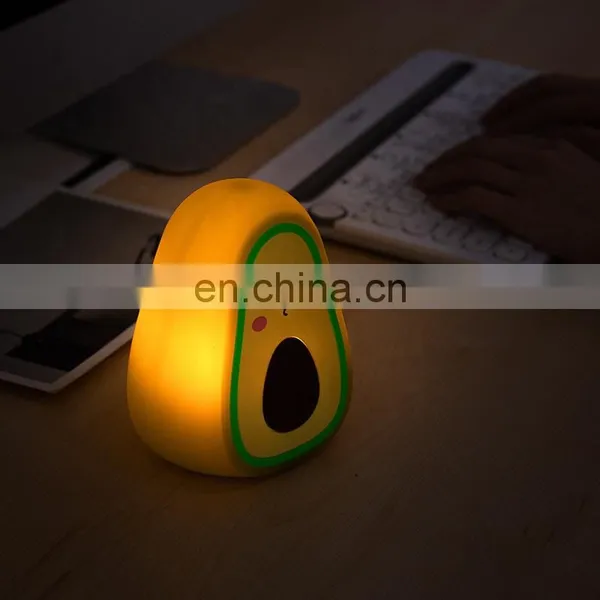 New Product 2021 Cute Avocado Night Lamp Silicone Nursery Baby Night Light for Teen Bedroom Decor photo-5
