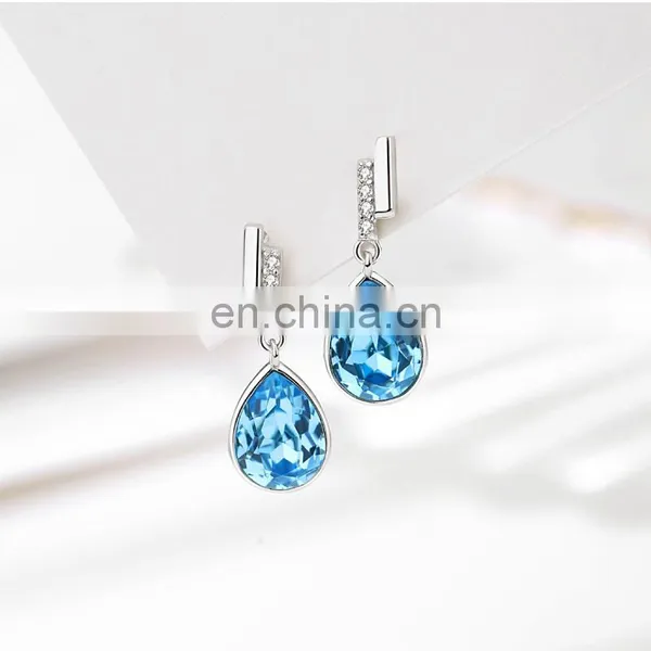 925 Sterling Silver Needle Heart Earrings Made With Austrian Crystals Birthstone Jewelry Gifts for Women photo-2