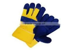 Split Leather Safety Gloves With Multi Color Cuff