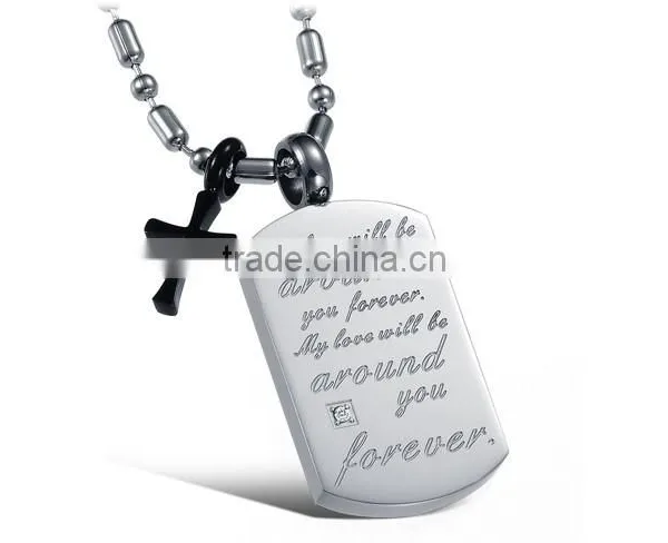 Wholesale Stainless Steel Square Plate With Letter Pendant for Lovers Small MOQ and Mix Order photo-2