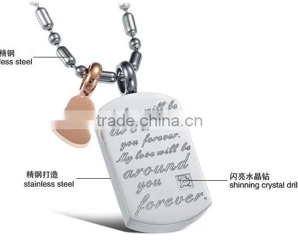 Wholesale Stainless Steel Square Plate With Letter Pendant for Lovers Small MOQ and Mix Order photo-3