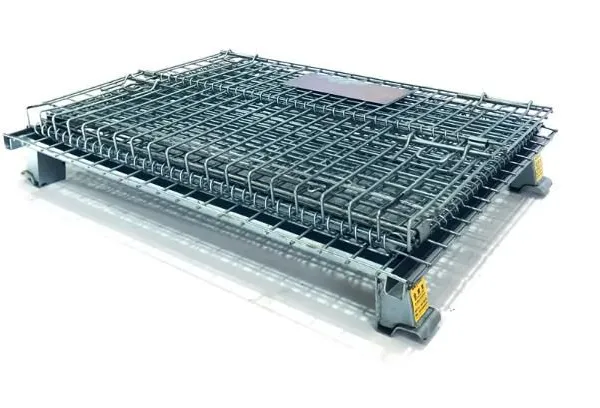 Folding Zinc Coated Warehouse Steel Mesh Storage Cage Stillage photo-2