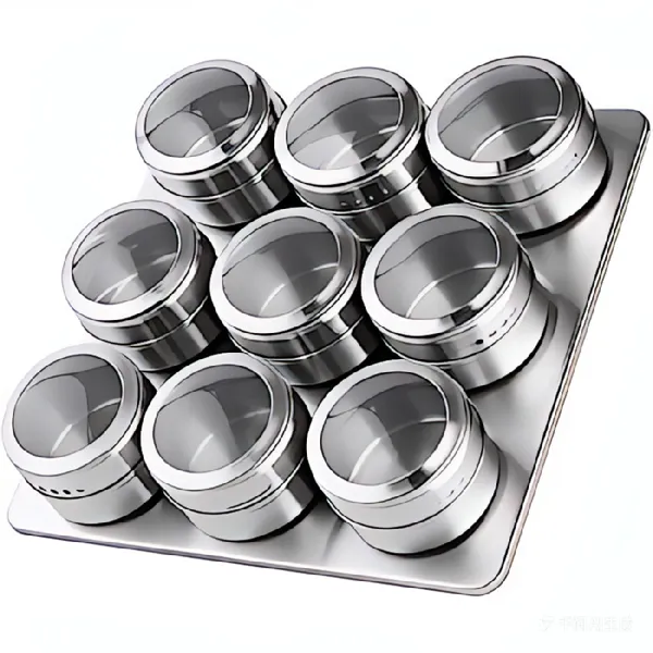 Stainless Steel Magnetic Spice Jar Sets photo-5